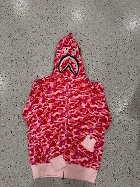 Bape Pink  Shark Camo Zip-Up Hoodie